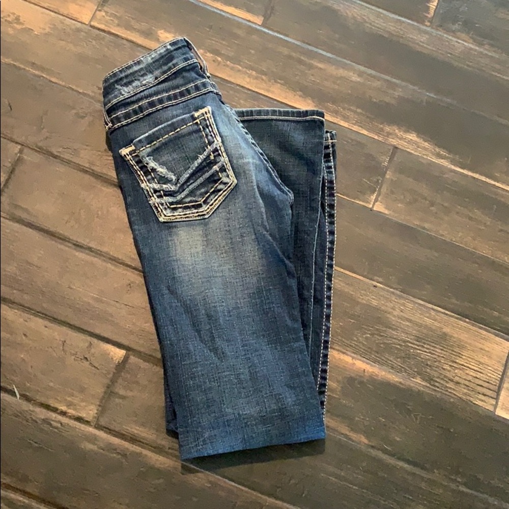 Buckle flare jeans
